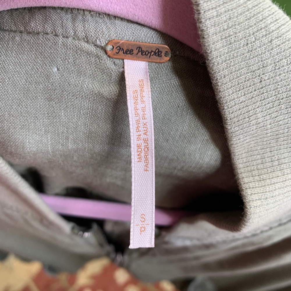 FREE PEOPLE Festival Wear Ruched Linen Oliver Green Bomber Jacket, S - Picture 12 of 16
